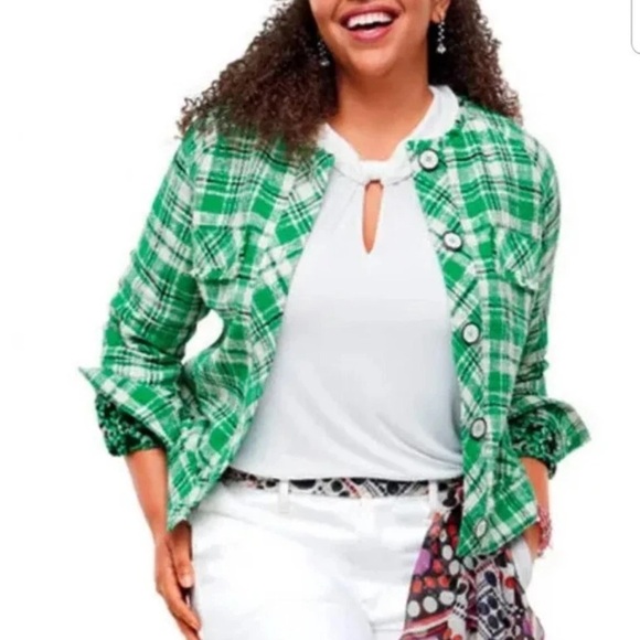 CAbi Jackets & Blazers - CAbi Green Plaid‎ Library Jacket